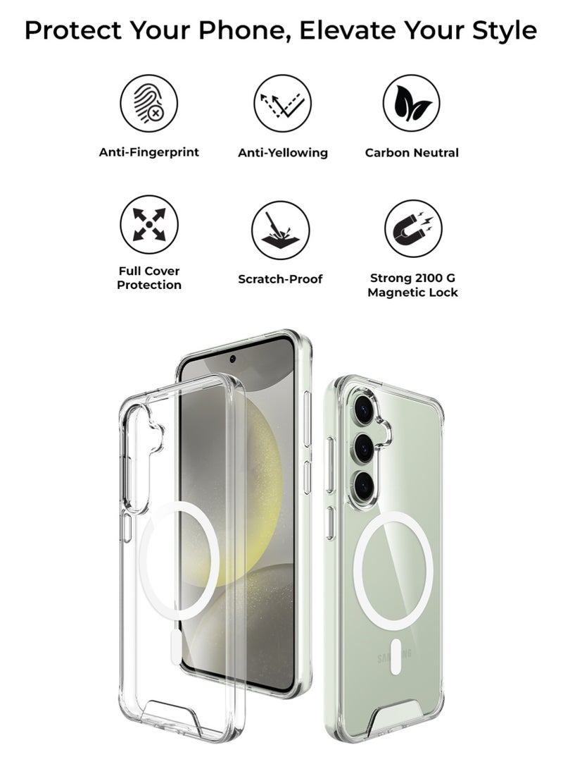جلاسولوجي For Galaxy S24 FE MagSafe Clear Case Shockproof Protective Phone Cover, Non-Yellowing - Image 3