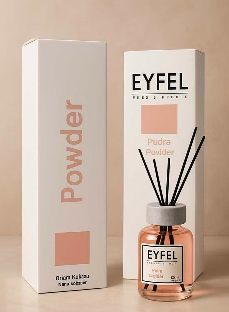 آيفيل معطر جو أعواد (بودرة) 120 مل | معطر جو يدوم طويلاً للمنزل والمكتب | معطر جو لطيف وناعم من إيفل للمساحات الداخلية مع 4 أعواد من الخيزران - Image 1