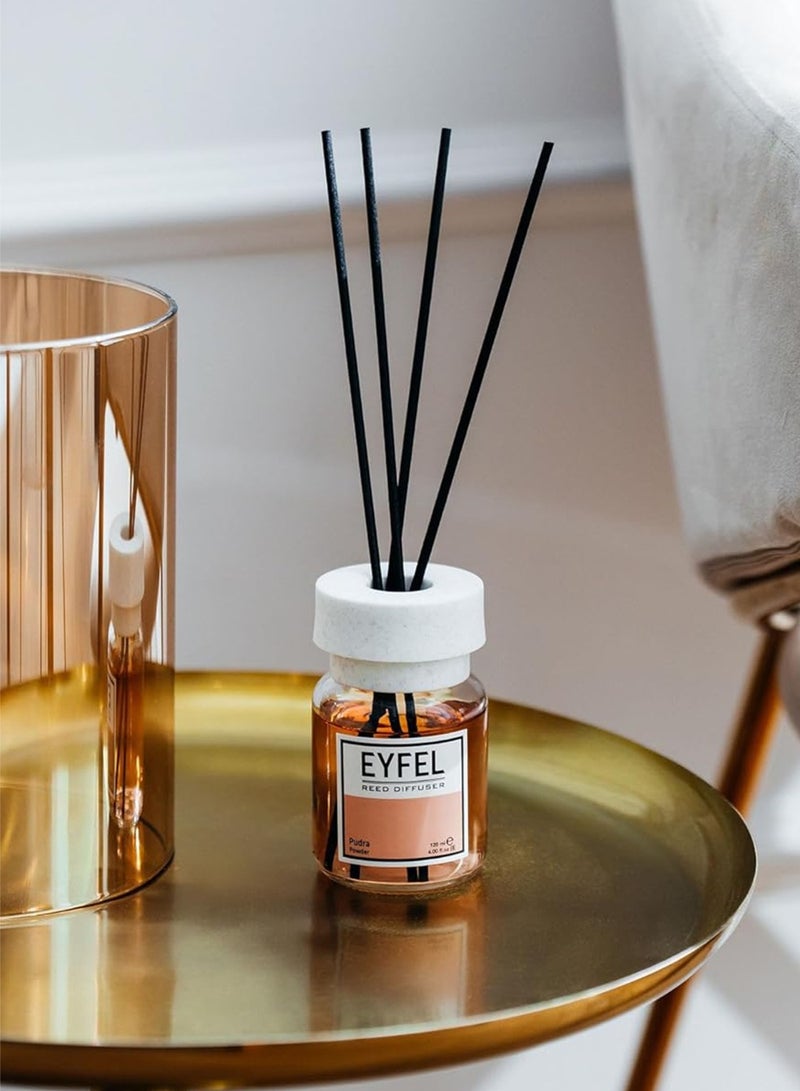 آيفيل معطر جو أعواد (بودرة) 120 مل | معطر جو يدوم طويلاً للمنزل والمكتب | معطر جو لطيف وناعم من إيفل للمساحات الداخلية مع 4 أعواد من الخيزران - Image 2