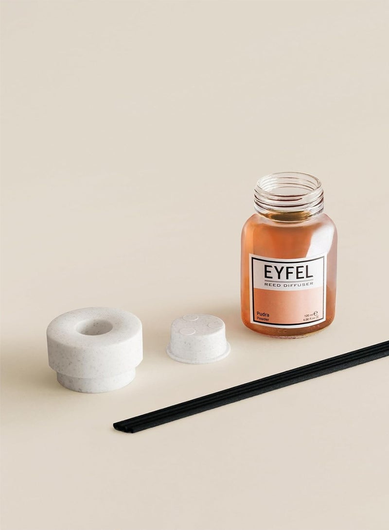 آيفيل معطر جو أعواد (بودرة) 120 مل | معطر جو يدوم طويلاً للمنزل والمكتب | معطر جو لطيف وناعم من إيفل للمساحات الداخلية مع 4 أعواد من الخيزران - Image 4