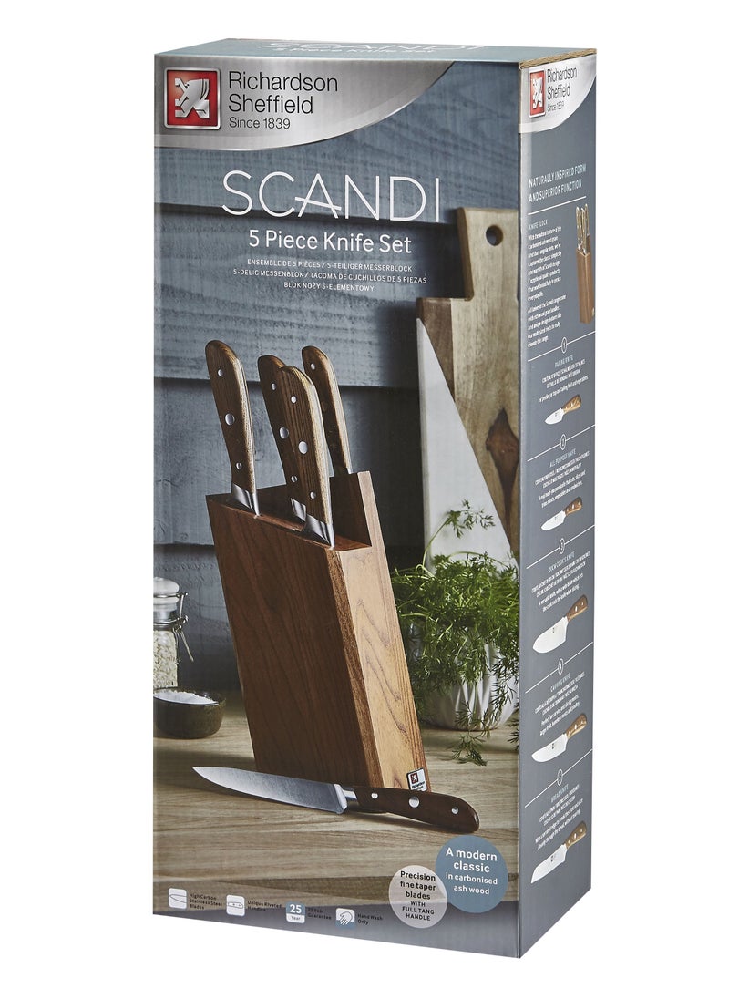 Richardson Sheffield - Scandi 5pcs Knife Block Wood - Image 1