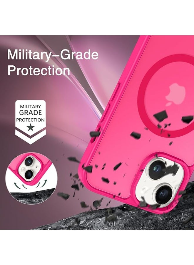 Magnetic iPhone 14 Plus Phone Case, [Compatible with Magsafe] Slim Fit Matte Design Shockproof Bumper Protective Drop Protection Girls Women Boys Men Cover for iPhone 14 Plus (Hot Pink) - Image 2