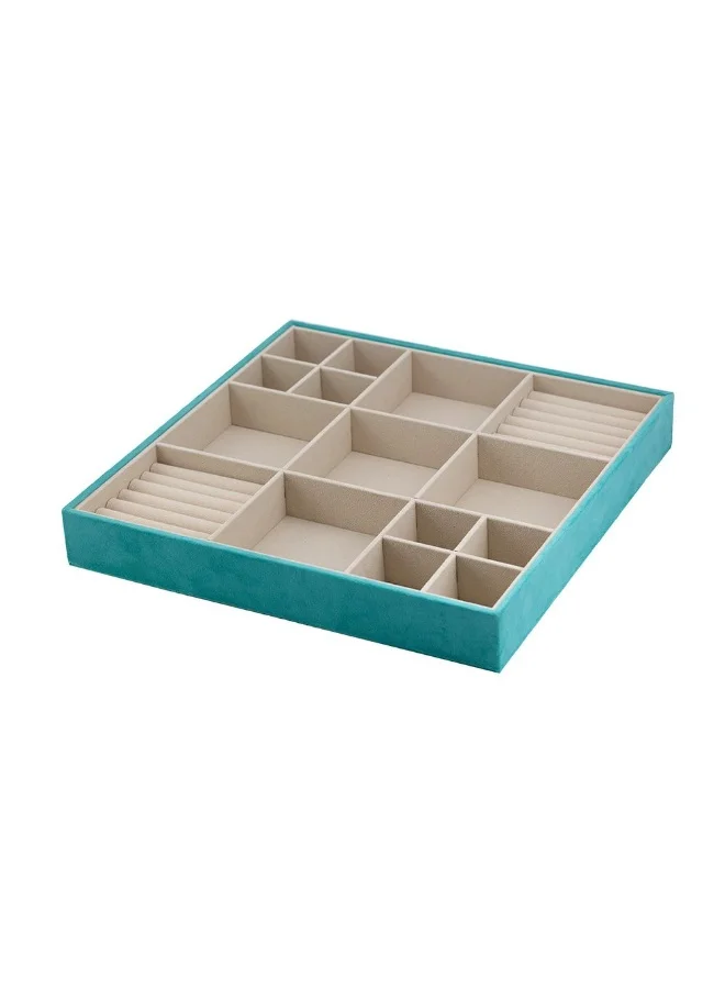 DANUBE HOME Danube Home Elsa Velvet Jewelry Organizer - 38X38X5Cm Turquoise Stylish Mdf & Velvet Jewelry Storage Box For Rings, Necklaces, Earrings & Bracelets Decorative Home Accessories