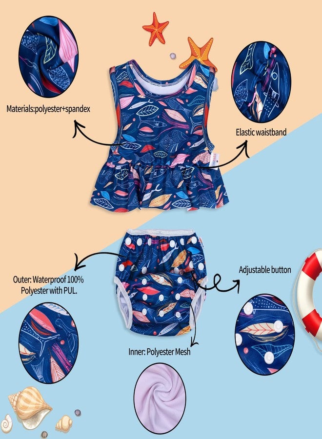 ALVABABY Swim Diaper with Matching Top, Baby Reusable Toddler Swimsuit,Infant Bathing Sleeveless Tankini Swimwear ZSWT20A - Image 3