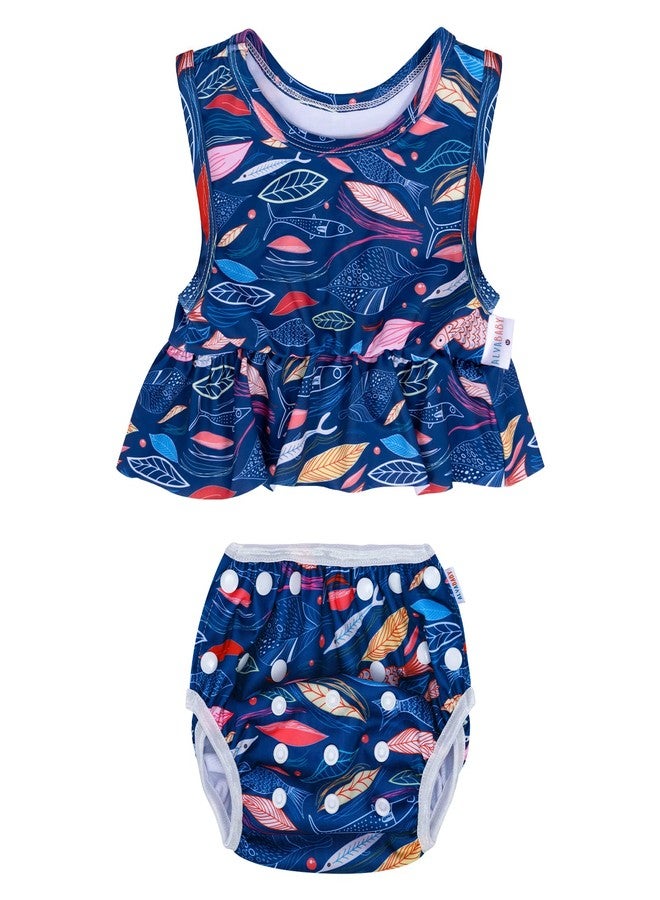 ALVABABY Swim Diaper with Matching Top, Baby Reusable Toddler Swimsuit,Infant Bathing Sleeveless Tankini Swimwear ZSWT20A - Image 1