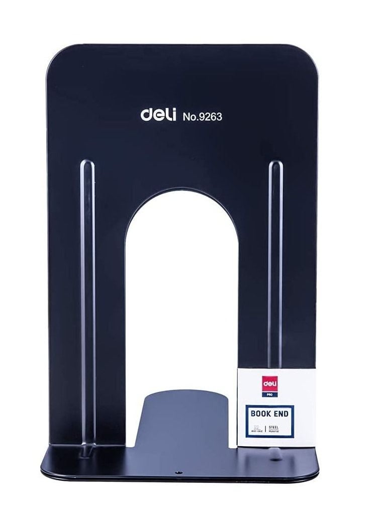 Deli 2-Piece Metal Book End Black 9 Inch Size  - Image 1