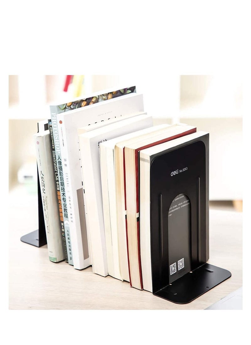 Deli 2-Piece Metal Book End Black 9 Inch Size  - Image 2