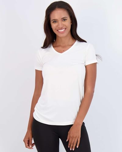 REALESSENTIALS Real Essentials 5 Pack: Women's Dry Fit Short Sleeve V Neck Workout Top - Fitness Pilates Gym Athletic Yoga T-Shirt (Plus Available), Set 9, XXL - Image 2