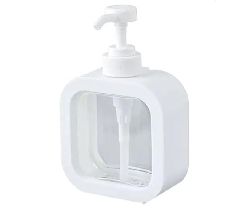 500ml Square Clear Soap Dispenser Bottle, Refillable Bathroom Soap Dispenser for Lotion, Shampoo and Shower Gel, Elegant Kitchen Decor (1, White) - Image 1