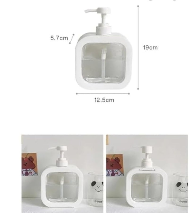 500ml Square Clear Soap Dispenser Bottle, Refillable Bathroom Soap Dispenser for Lotion, Shampoo and Shower Gel, Elegant Kitchen Decor (1, White) - Image 3