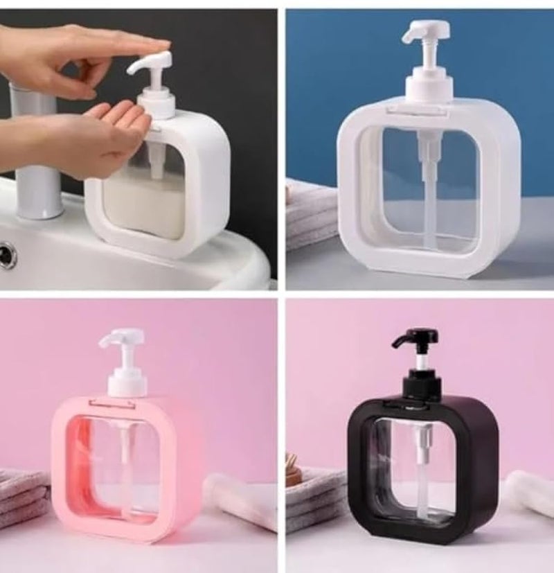 500ml Square Clear Soap Dispenser Bottle, Refillable Bathroom Soap Dispenser for Lotion, Shampoo and Shower Gel, Elegant Kitchen Decor (1, White) - Image 5