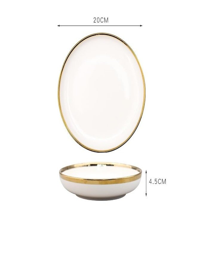 Beyond Homes Handcrafted Ceramic Pasta Bowl Set, 20 cm | Microwave & Dishwasher Safe Pasta Plates Glossy Finish | Deep Plate | Ceramic Serving Bowl, 650 ml Each (White Gold- Set of 2) - Image 3