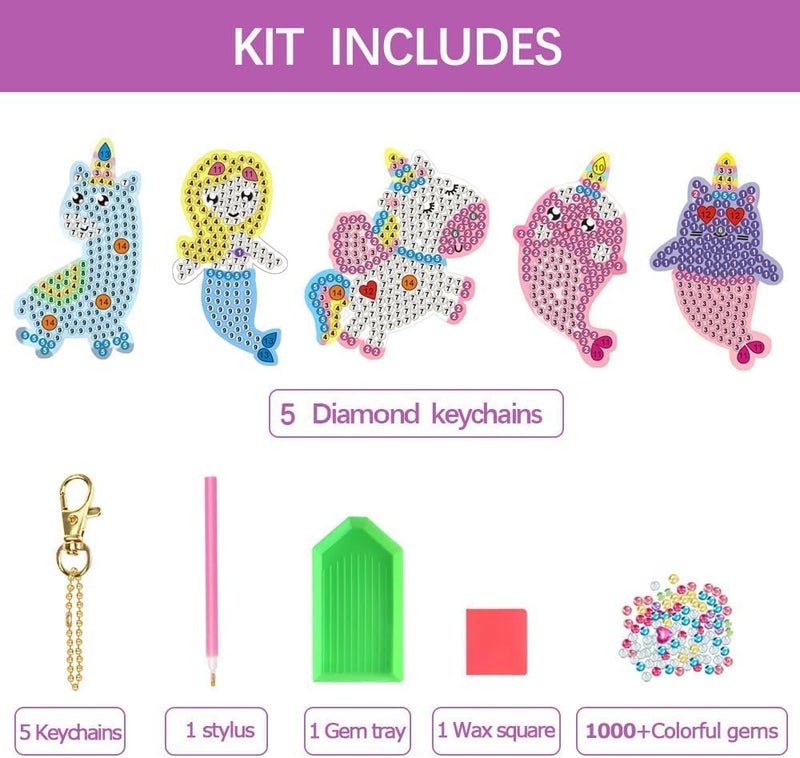 ORIENTAL CHERRY Arts and Crafts for Kids Ages 8-12 - Make Your Own GEM Keychains - 5D Diamond Art Painting by Numbers Kits Girls Kids Ages 3-5 4-6 6-8 Toys Birthday Easter Basket Stuffers Christmas Stocking Gifts - Image 2