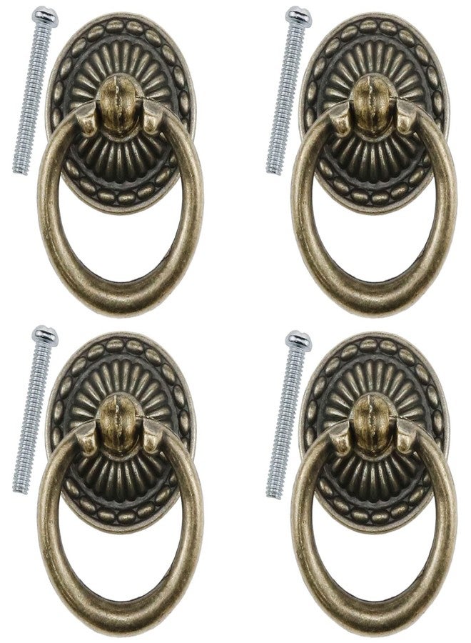 AYLIFU 4-Piece Antique Bronze Knob Handle Drawer Ring Single Hole Pull Ring with Matching Screws,Suitable for Drawer chests Vanity cabinets Jewelry Boxes - Image 1