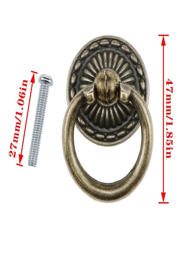 AYLIFU 4-Piece Antique Bronze Knob Handle Drawer Ring Single Hole Pull Ring with Matching Screws,Suitable for Drawer chests Vanity cabinets Jewelry Boxes - Image 2