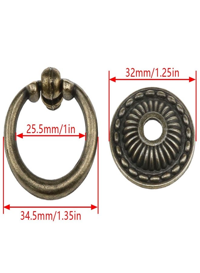 AYLIFU 4-Piece Antique Bronze Knob Handle Drawer Ring Single Hole Pull Ring with Matching Screws,Suitable for Drawer chests Vanity cabinets Jewelry Boxes - Image 3