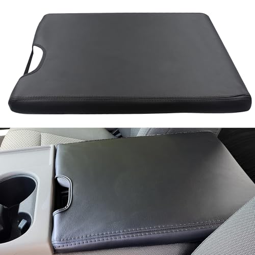 LOCOY Center Console Armrest Cover for Ford F150 Accessories 2015-2025 for F250 F350 F450 2017-2025 with 40/20/40 Jump Seat, Arm Rest Cushion Protection Interior, Middle Console Cover (Black Stitches) - Image 1