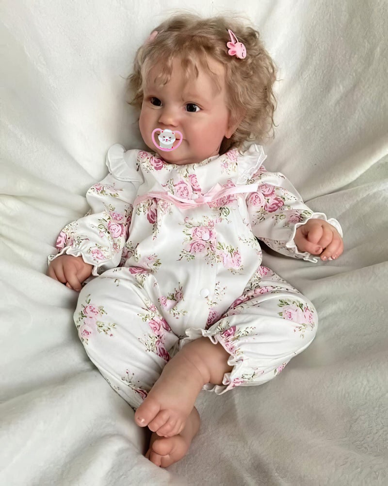 TERABITHIA 20 Inches Real Baby Size Rooted Curly Hair Sweet Face Lifelike Reborn Baby Doll Crafted in Full Body Vinyl Anatomically Correct Realistic Newborn Girl Dolls Washable for Girls - Image 3