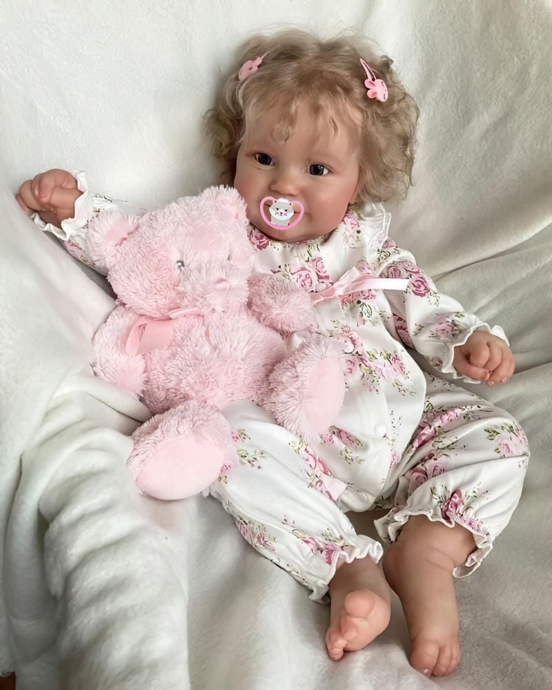 TERABITHIA 20 Inches Real Baby Size Rooted Curly Hair Sweet Face Lifelike Reborn Baby Doll Crafted in Full Body Vinyl Anatomically Correct Realistic Newborn Girl Dolls Washable for Girls - Image 5