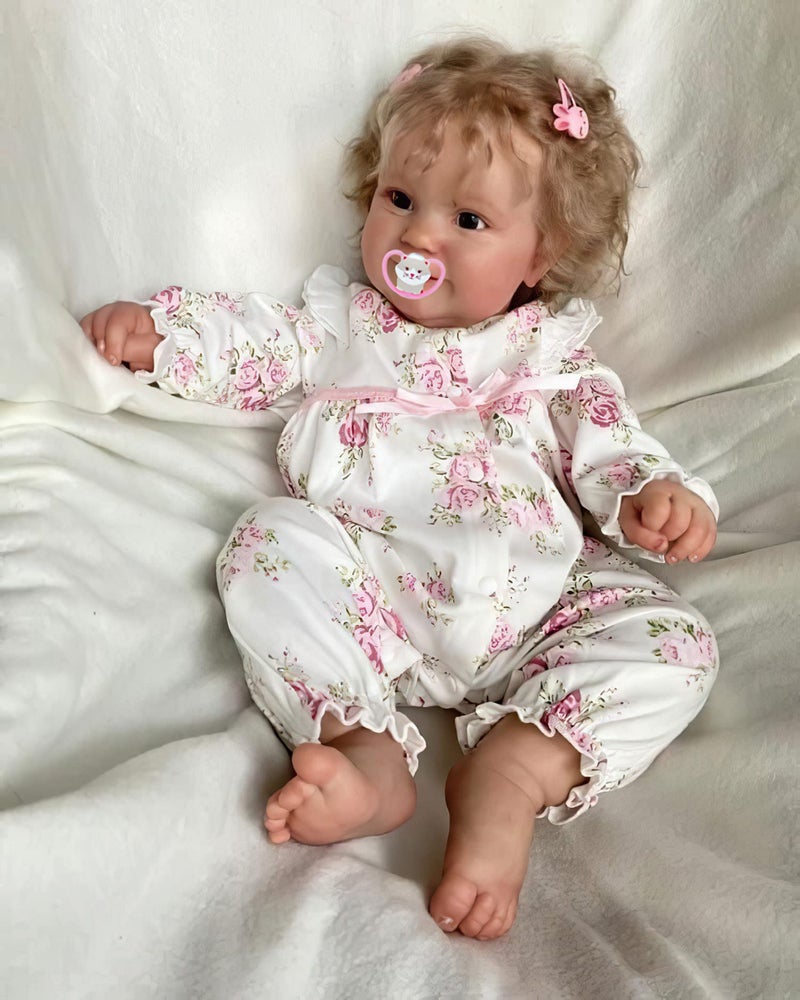 TERABITHIA 20 Inches Real Baby Size Rooted Curly Hair Sweet Face Lifelike Reborn Baby Doll Crafted in Full Body Vinyl Anatomically Correct Realistic Newborn Girl Dolls Washable for Girls - Image 4