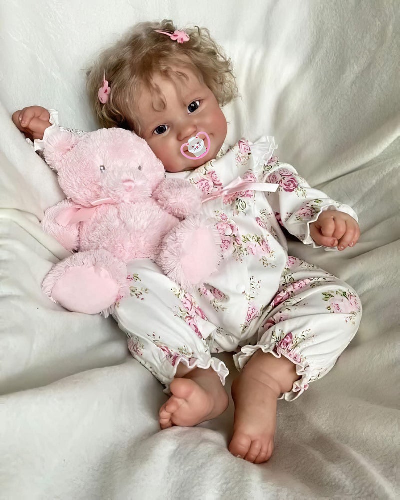 TERABITHIA 20 Inches Real Baby Size Rooted Curly Hair Sweet Face Lifelike Reborn Baby Doll Crafted in Full Body Vinyl Anatomically Correct Realistic Newborn Girl Dolls Washable for Girls - Image 2