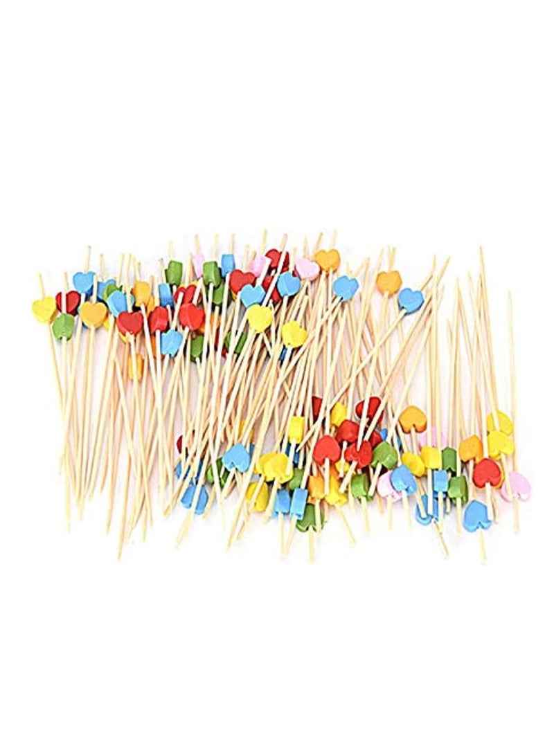 100pcs 12cm Heart Craft  Bamboo Cocktail Picks Fruit Food Sticks Disposable Toothpicks - Image 3
