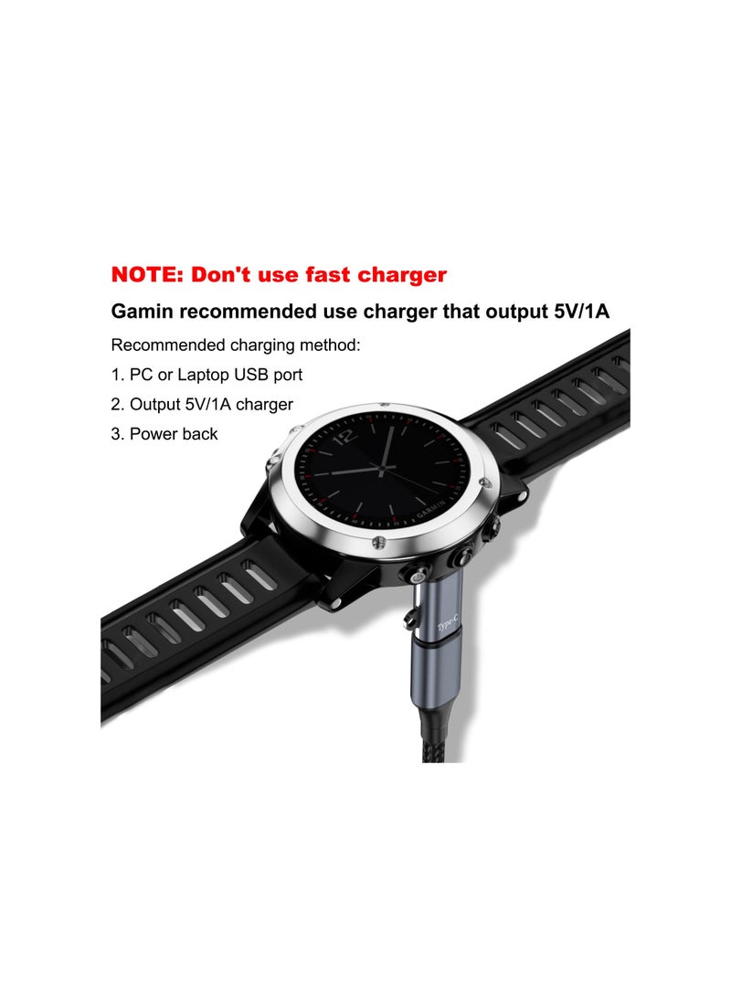 SOLARAE محول كابل الساعة، محول USB C لساعات Garmin، موصل محول شاحن ساعة Garmin إلى كابل USB Type C لفينيكس 7/7S/7X/6/6S/6X، إنستينكت 2/2S، فيفواكتيف 4/4S، فينو 2/2S، عبوة 2 - Image 3