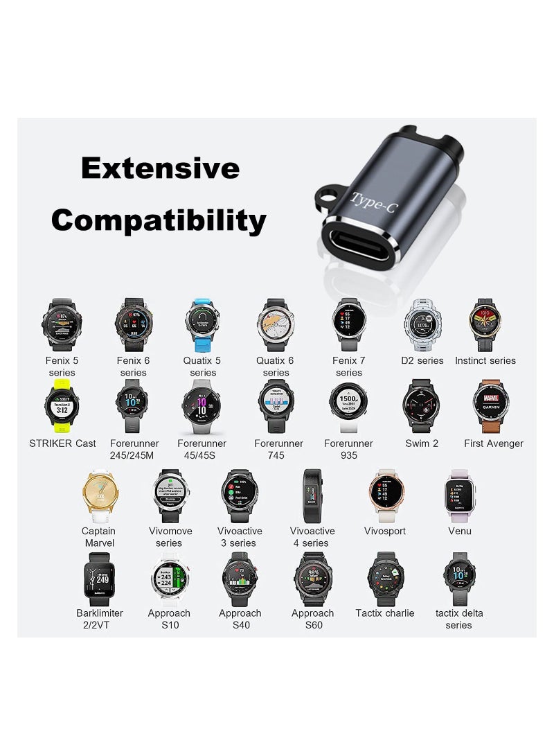 SOLARAE محول كابل الساعة، محول USB C لساعات Garmin، موصل محول شاحن ساعة Garmin إلى كابل USB Type C لفينيكس 7/7S/7X/6/6S/6X، إنستينكت 2/2S، فيفواكتيف 4/4S، فينو 2/2S، عبوة 2 - Image 5