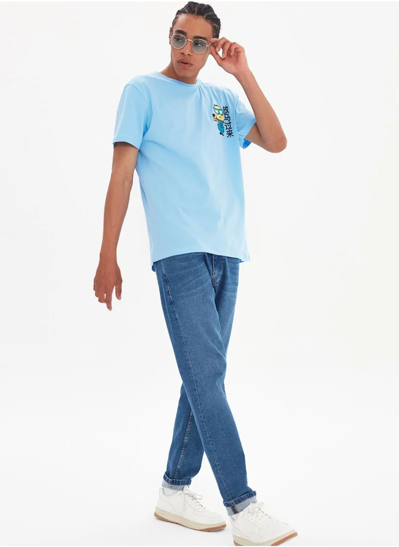 trendyol Minion Print Crew Neck T-Shirt