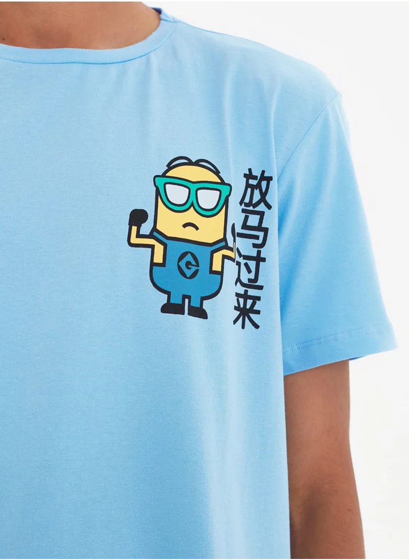 trendyol Minion Print Crew Neck T-Shirt