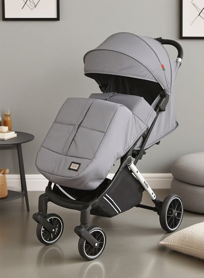 كيديليو عربة أطفال خفيفة الوزن، عربة أطفال قابلة للطي والسفر، صغيرة الحجم للغاية، مع غطاء للمطر وسلة تخزين، باللون الرمادي - Image 1