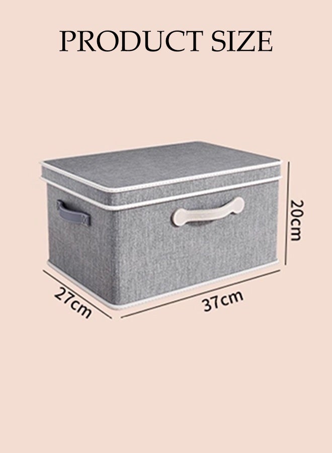 DUNISO Set of 2 ，Foldable Storage Box, Fabric Collapsible Closet Drawers  With Removable Lids And Three handles,Washable Storage Containers For Bedroom,Closet,Office,Living Room（Grey) - Image 2