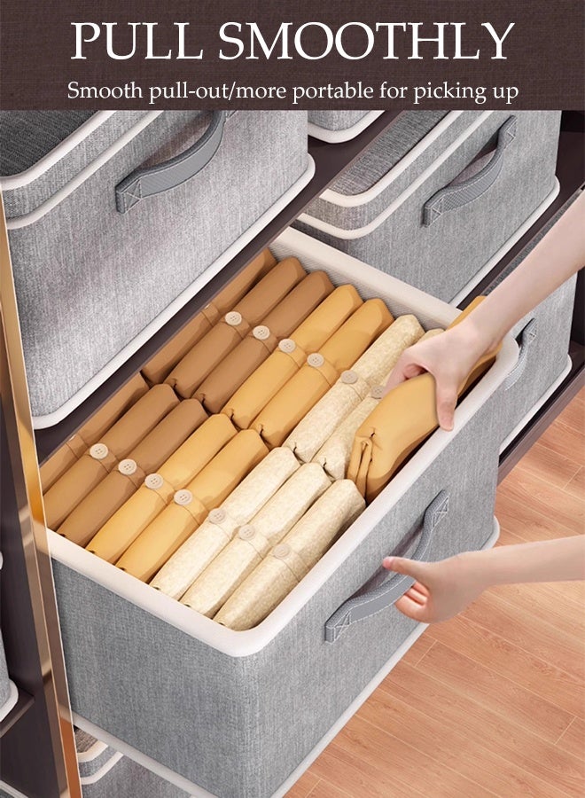 DUNISO Set of 2 ，Foldable Storage Box, Fabric Collapsible Closet Drawers  With Removable Lids And Three handles,Washable Storage Containers For Bedroom,Closet,Office,Living Room（Grey) - Image 5