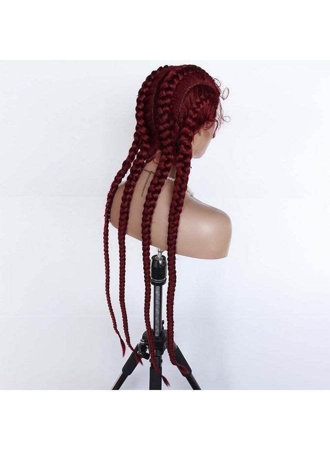 Melody Wig 36" Synthtic Red Lace Front Braid Wigs 4Box Braid Wigs With Baby Hair 100% Handmade Braiding Long Hair Wigs … - Image 3