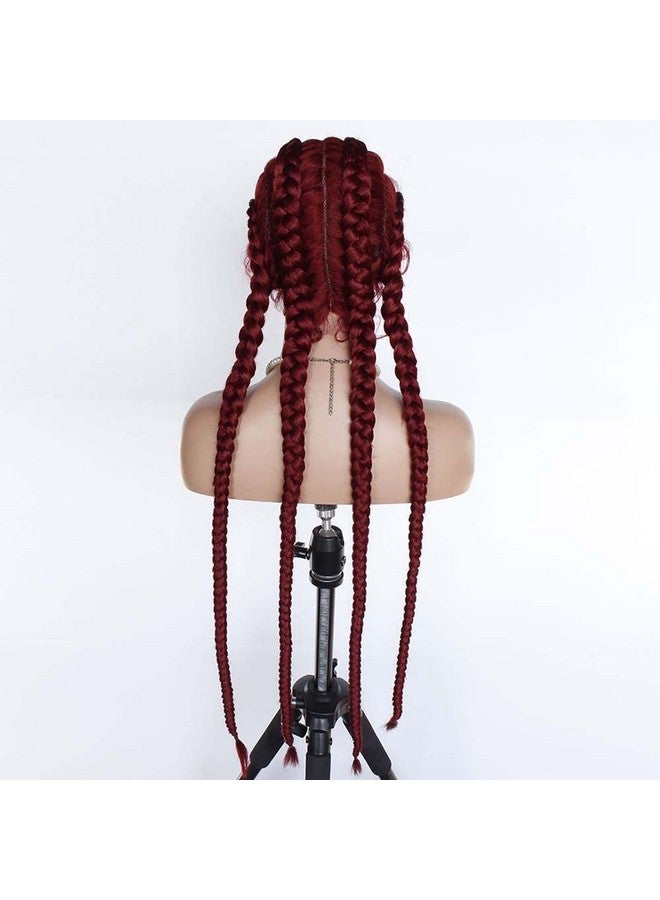 Melody Wig 36" Synthtic Red Lace Front Braid Wigs 4Box Braid Wigs With Baby Hair 100% Handmade Braiding Long Hair Wigs … - Image 4