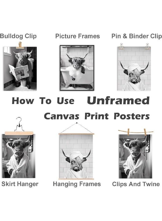 Astrdecor Highland Cow Funny Bathroom Decor Wall Art - Image 3