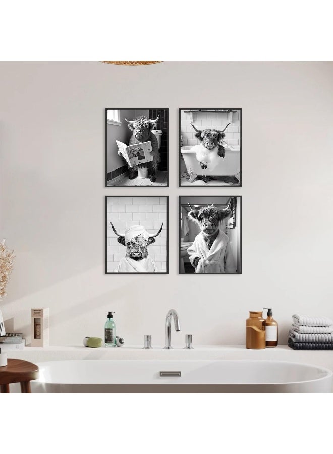 Astrdecor Highland Cow Funny Bathroom Decor Wall Art - Image 4