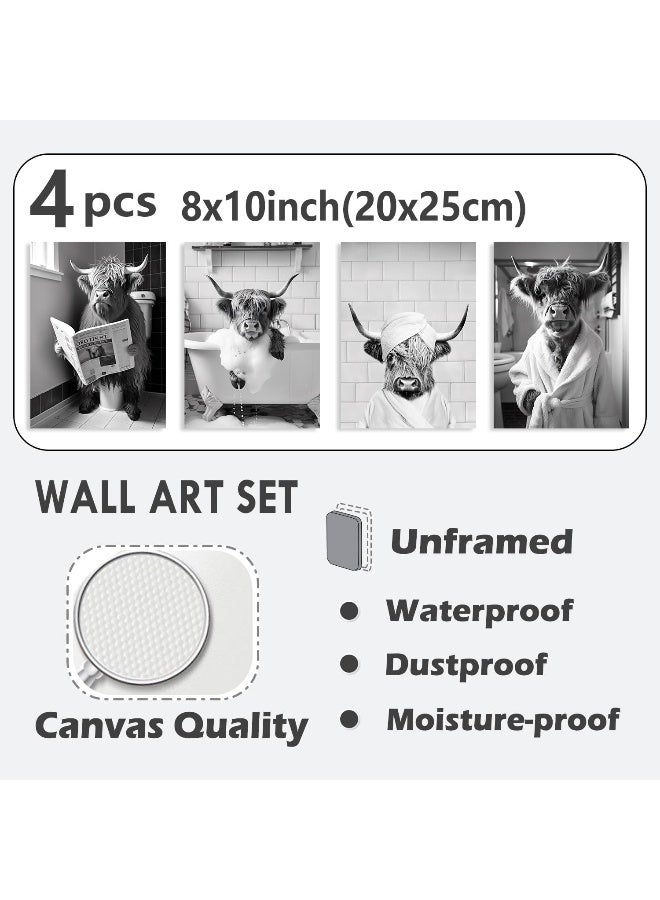 Astrdecor Highland Cow Funny Bathroom Decor Wall Art - Image 2