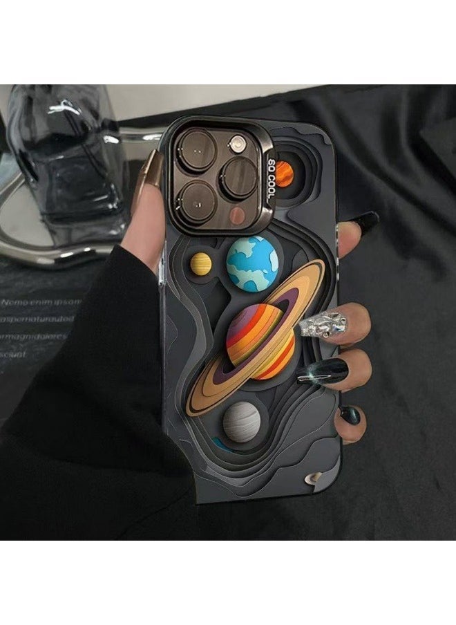 general Non-stereo planet iPhone 16ProMax/16Pro mobile phone case creative anti-fall mobile phone protective cover - Image 1