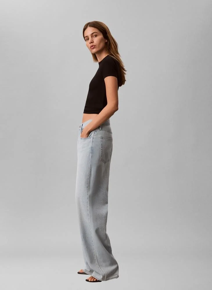 Calvin Klein Jeans  Ribbed Embroidered Logo T-shirt for Women | Best Price UAE