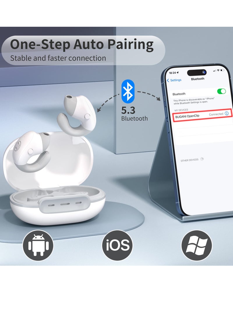 SYOSI Bluetooth Headphones, Open Ear Bluetooth 5.3 Headphones, Wireless Earbuds with Earhooks, ENC Noise-Cancellation, 30H Playtime, Built-in Mic, Waterproof Headphones for Sport Running - Image 2