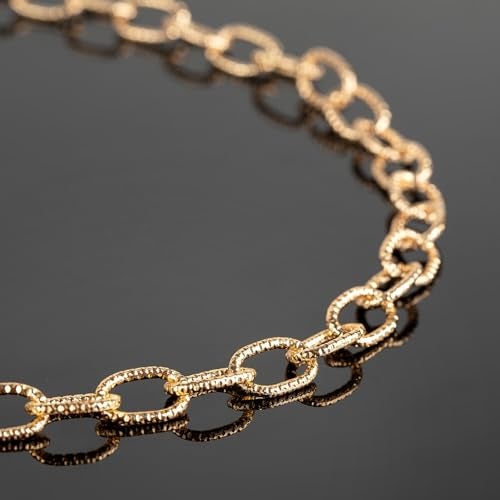 YOUBEIYEE 16.4 Feet Gold Plated Chain for Jewelry Making Embossed Oval Link Chain Lightweight Aluminum Necklace Bracelet Chain for Men and Women DIY Craft Chain Roll - Image 5