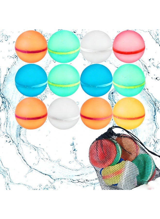 ChicAbode 12 قطعة كرات ماء سيليكونية قابلة لإعادة الاستخدام مع إغلاق مغناطيسي، وحقيبة شبكة سوداء للاستخدام في التخزين، لعبة لعب على الشاطئ والبركة في الصيف - Image 4