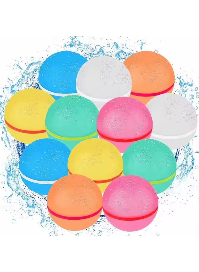 ChicAbode 12 قطعة كرات ماء سيليكونية قابلة لإعادة الاستخدام مع إغلاق مغناطيسي، وحقيبة شبكة سوداء للاستخدام في التخزين، لعبة لعب على الشاطئ والبركة في الصيف - Image 2