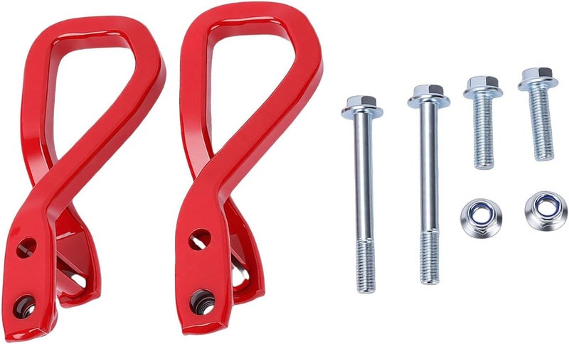 Naroote 2 Pcs Front Tow Hook Kit 84280203, Heavy Duty Steel Construction Red Powder Coated with Bolts Nuts Front Lower Bumper Trailer Ring Replacement for Towing and Hauling - Image 1