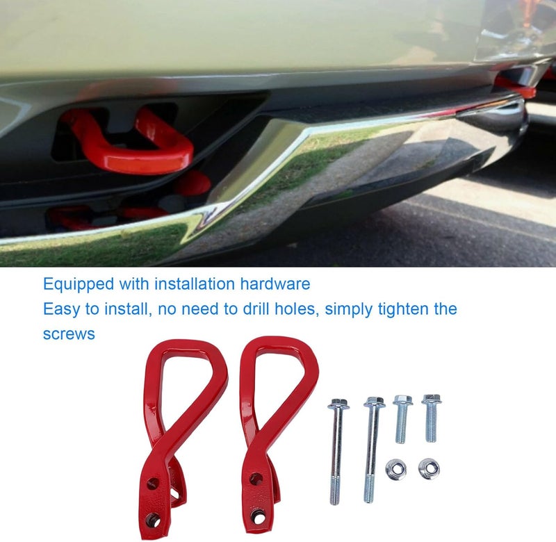 Naroote 2 Pcs Front Tow Hook Kit 84280203, Heavy Duty Steel Construction Red Powder Coated with Bolts Nuts Front Lower Bumper Trailer Ring Replacement for Towing and Hauling - Image 3