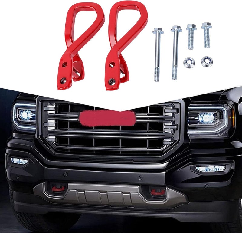 Naroote 2 Pcs Front Tow Hook Kit 84280203, Heavy Duty Steel Construction Red Powder Coated with Bolts Nuts Front Lower Bumper Trailer Ring Replacement for Towing and Hauling - Image 4