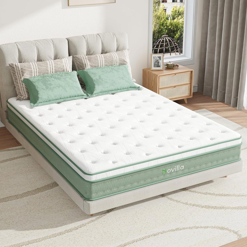 Novilla Twin Mattress 10 Inch Hybrid Mattress in a Box Gel Inflation Memory Foam with Pocket Coils Innerspring for a Cozy Night Pillow Top Twin Size Mattresses Medium Firm Fit The Bodys Curves