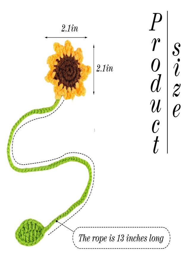 TUCEWP Crochet Bookmarks for Women Girls Kids Knitted Sunflower Book Mark for Book Lovers Coworker Bookish Birthday Graduation Gift for Her Him Unique Page Bookmark for Readers Christmas Easter Gifts - Image 4