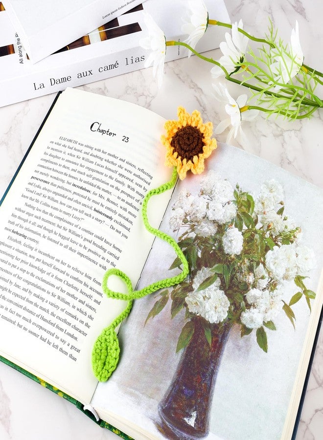 TUCEWP Crochet Bookmarks for Women Girls Kids Knitted Sunflower Book Mark for Book Lovers Coworker Bookish Birthday Graduation Gift for Her Him Unique Page Bookmark for Readers Christmas Easter Gifts - Image 2